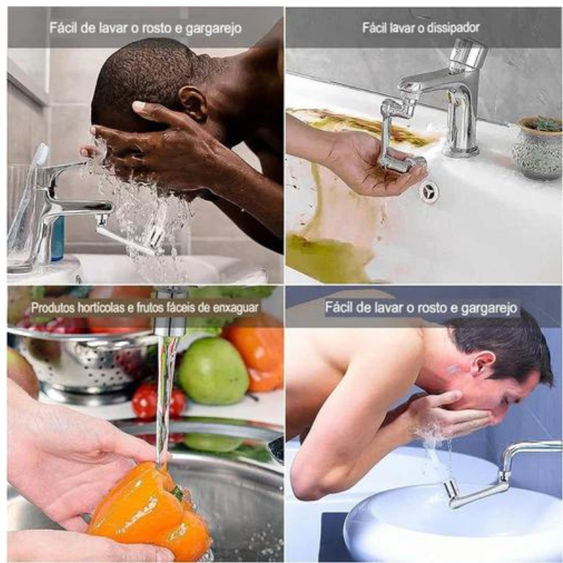 Extensor de Torneira Giratório Universal em Inox 1080º - KIT PROMOÇÃO
