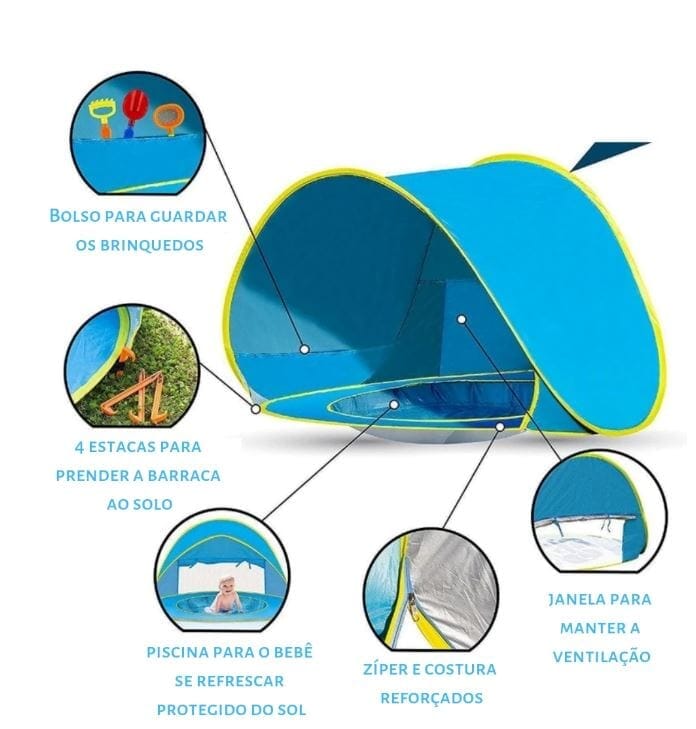Barraca Bebê com Proteção UV - Tenda Kids - Inova + Brasil