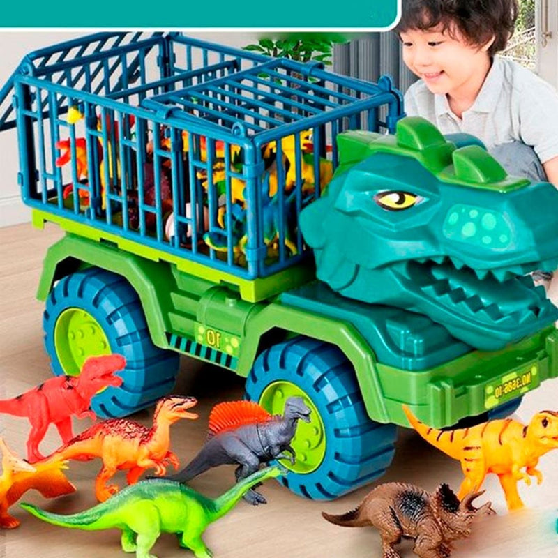 Carrinho Dinossauro Rex + Brinde (12 Dinossauros) - Inova + Brasil